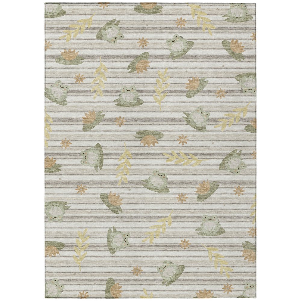 Machine Washable Indoor/Outdoor Chantille ACN2795 Ivory 5' x 7'6" Rug. Picture 1