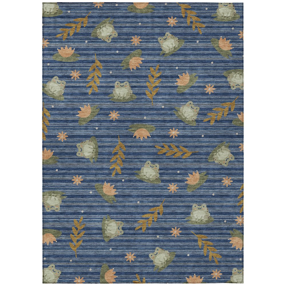 Machine Washable Indoor/Outdoor Chantille ACN2795 Blue 5' x 7'6" Rug. Picture 1