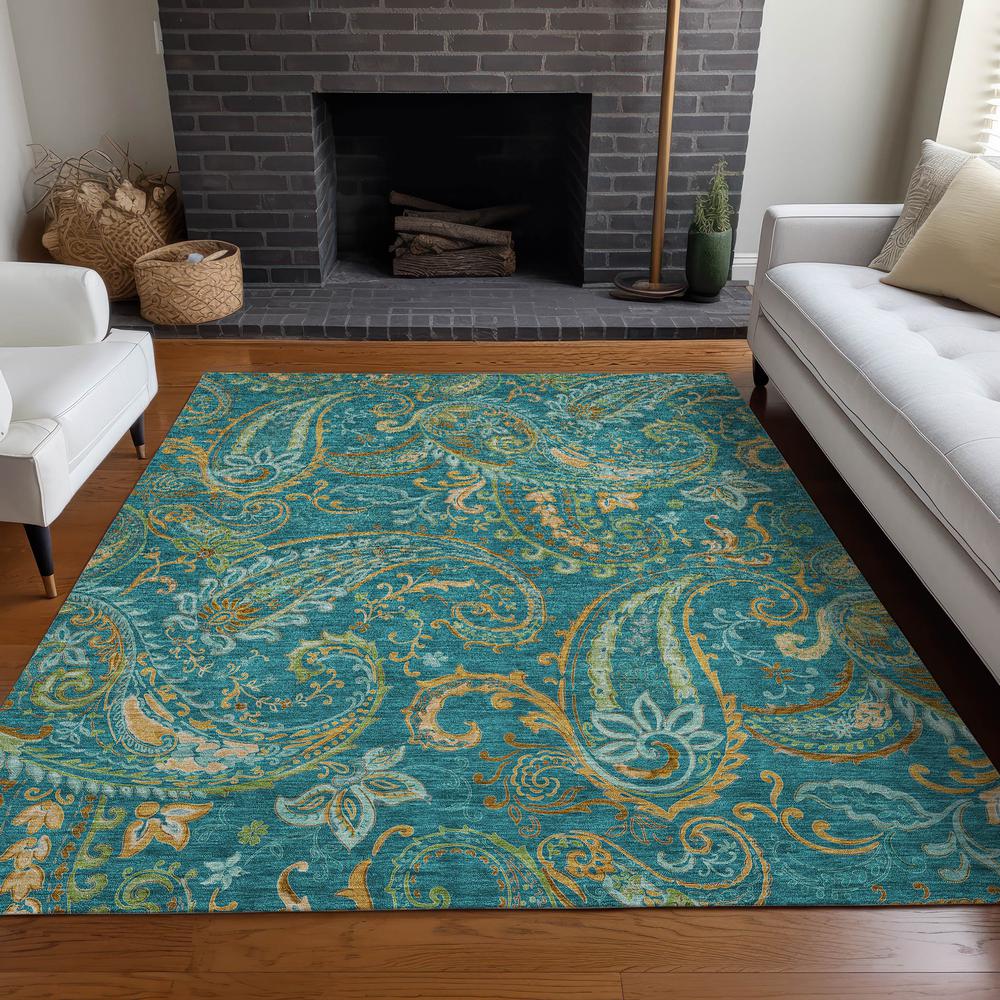 Chantille ACN533 Teal 3' x 5' Rug. Picture 6