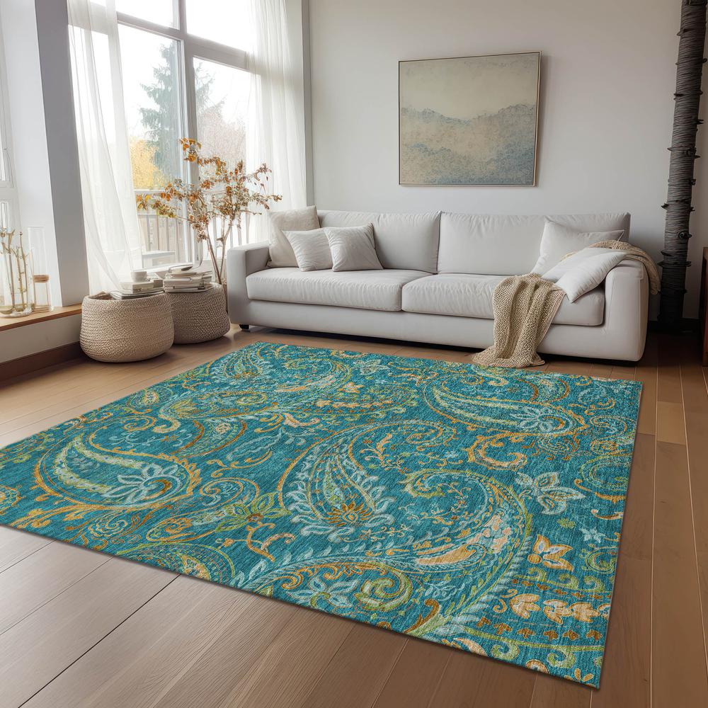 Chantille ACN533 Teal 3' x 5' Rug. Picture 7