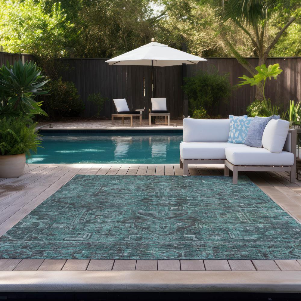 Chantille ACN571 Teal 3' x 5' Rug. Picture 10