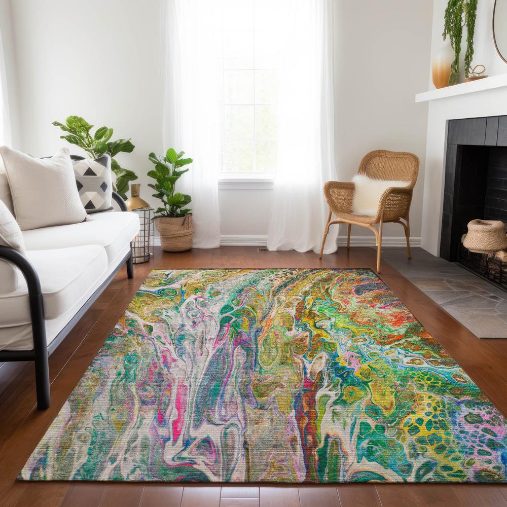 Chantille ACN602 Green 3' x 5' Rug. Picture 7