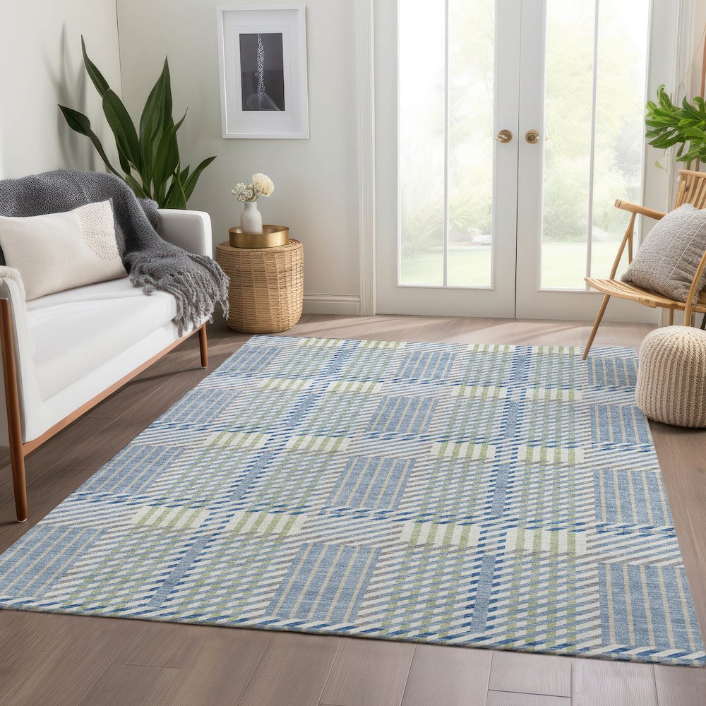 Premium Machine Washable Mayfield AMF1000 Denim 3' x 5' Rug. Picture 6