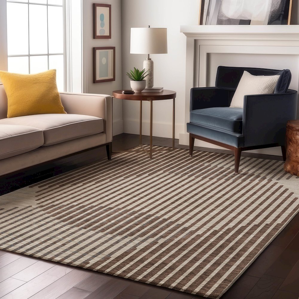 Premium Machine Washable Mayfield AMF1001 Brown 3' x 5' Rug. Picture 5