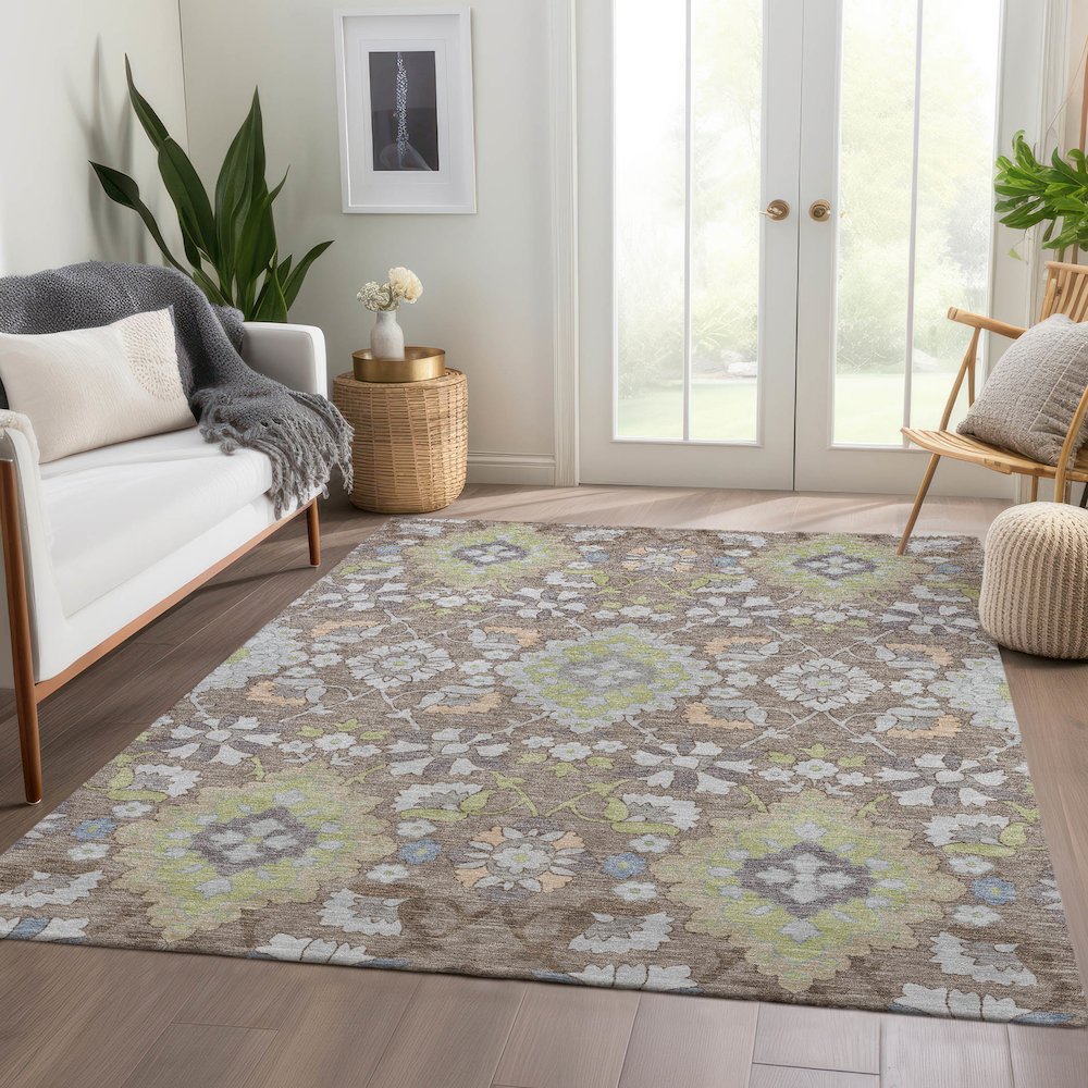 Premium Machine Washable Mayfield AMF1002 Taupe 3' x 5' Rug. Picture 6