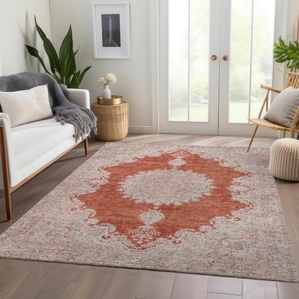Premium Machine Washable Mayfield AMF1003 Rust 3' x 5' Rug. Picture 6