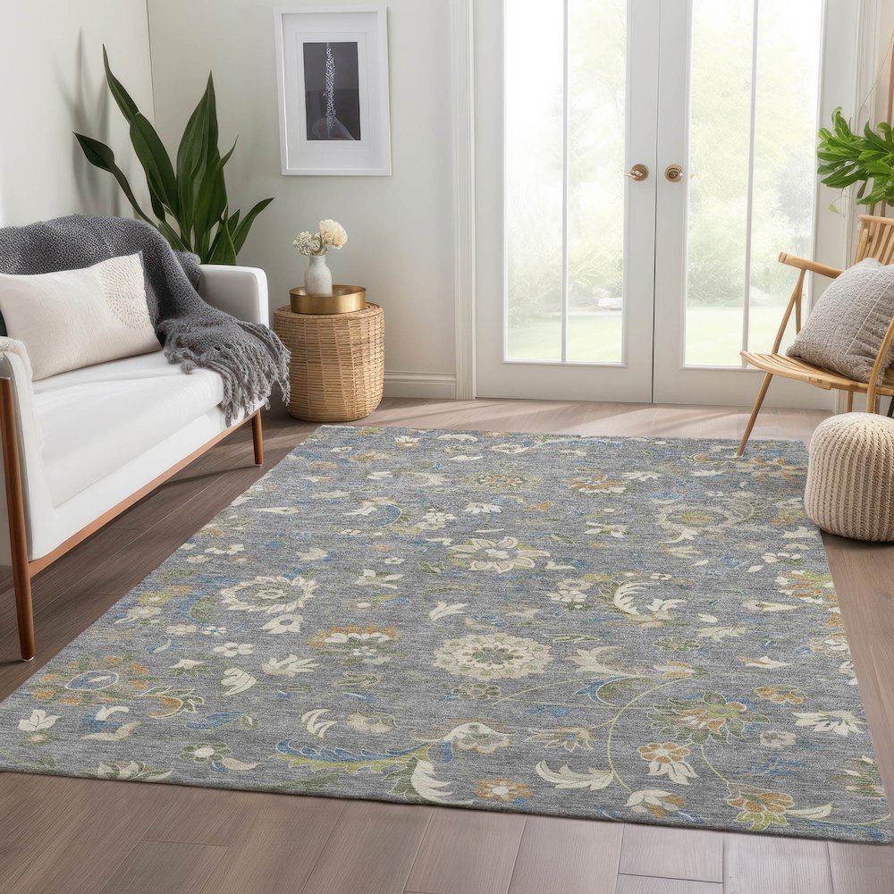 Premium Machine Washable Mayfield AMF1006 Gray 3' x 5' Rug. Picture 6