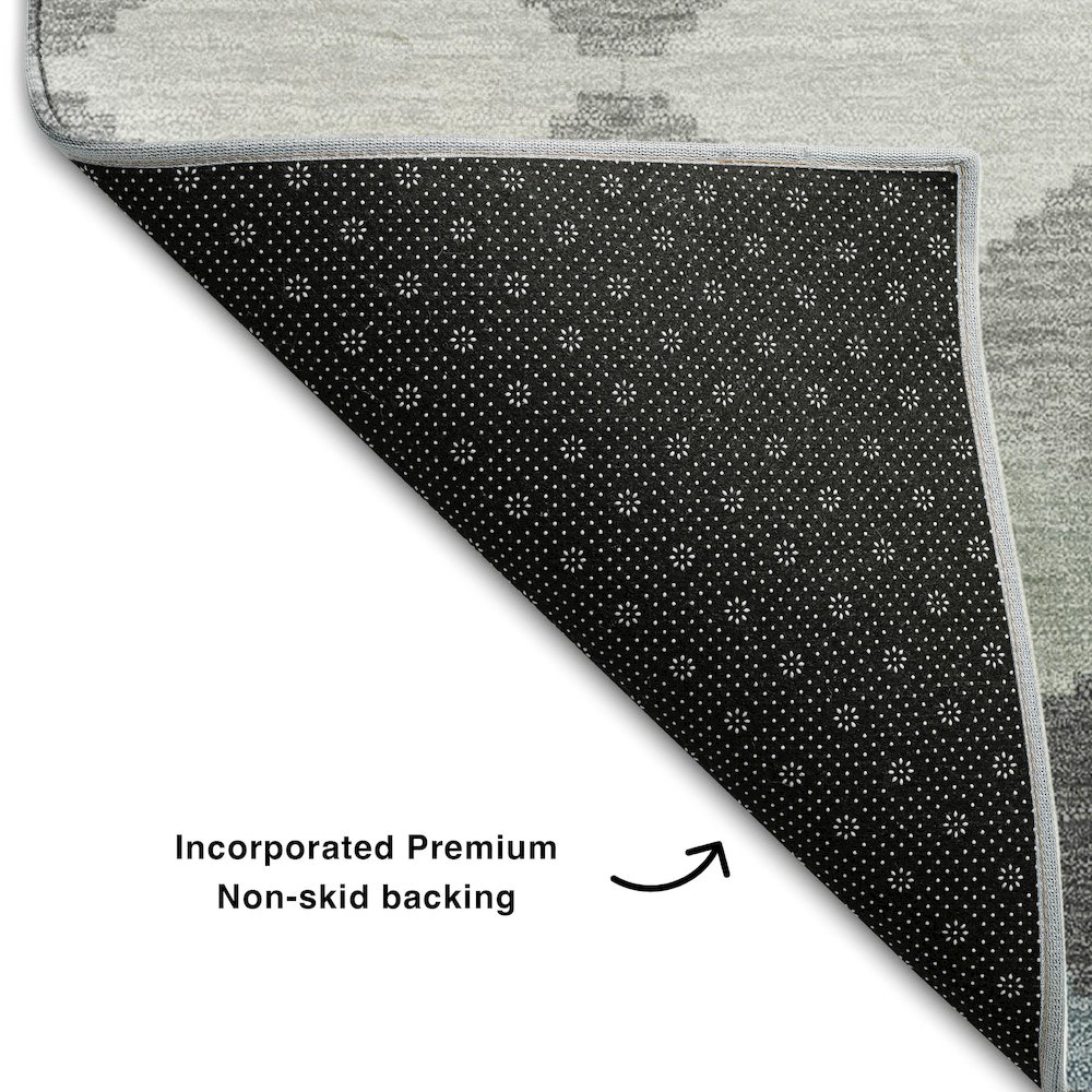 Premium Machine Washable Mayfield AMF1007 Gray 2'3" x 7'6" Runner Rug. Picture 2