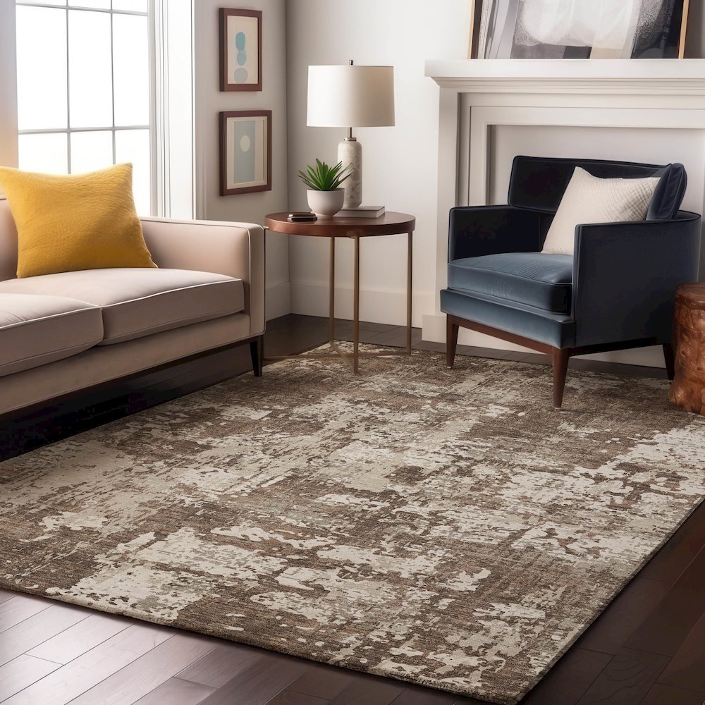 Premium Machine Washable Mayfield AMF1008 Brown 3' x 5' Rug. Picture 5