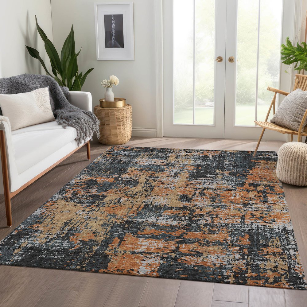 Premium Machine Washable Mayfield AMF1008 Charcoal 3' x 5' Rug. Picture 6