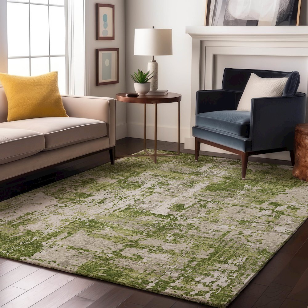 Premium Machine Washable Mayfield AMF1008 Green 3' x 5' Rug. Picture 5