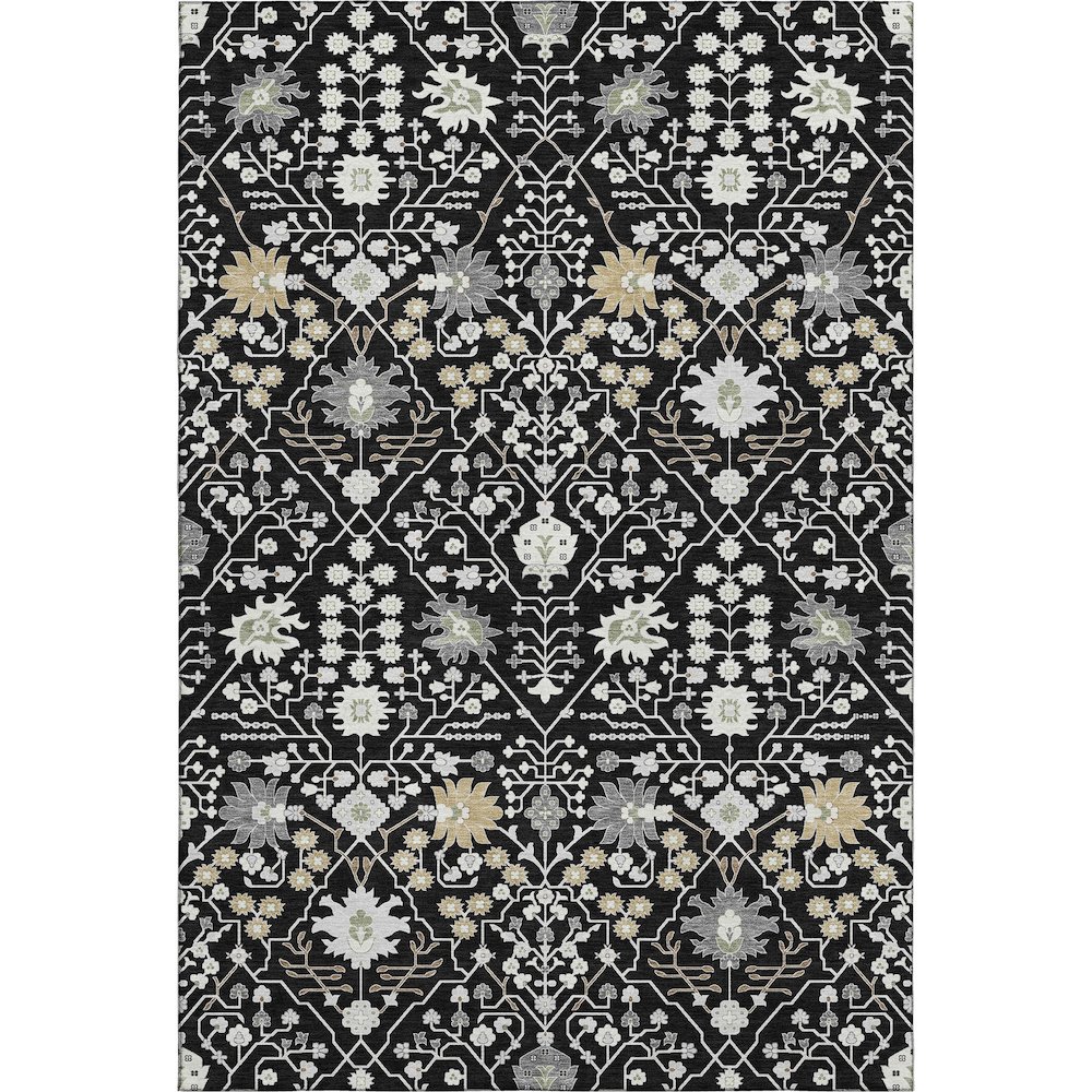 Premium Machine Washable Mayfield AMF1009 Black 3' x 5' Rug. Picture 1
