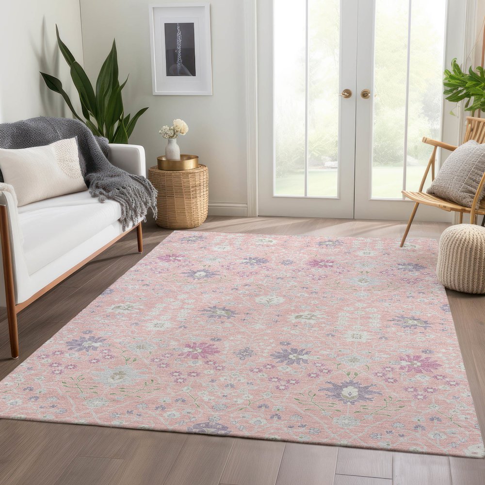 Premium Machine Washable Mayfield AMF1009 Pink 3' x 5' Rug. Picture 6