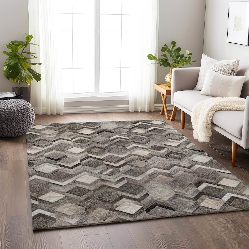Premium Machine Washable Mayfield  Gray 3' x 5' Rug. Picture 5