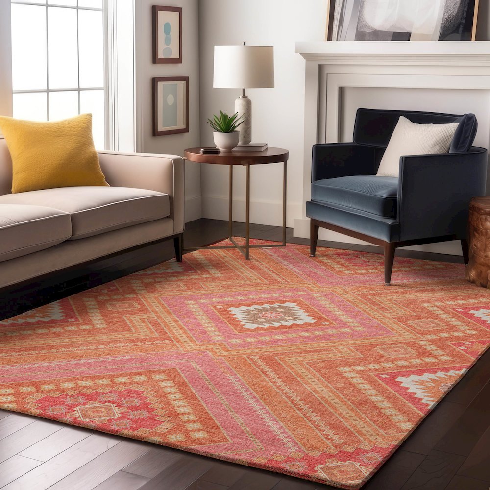Premium Machine Washable Mayfield AMF1010 Coral 3' x 5' Rug. Picture 5