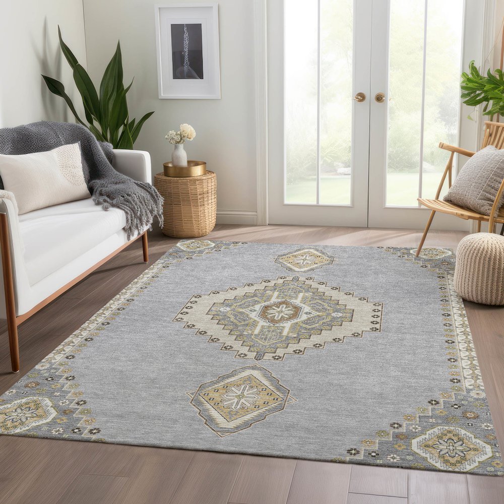 Premium Machine Washable Mayfield AMF1014 Gray 3' x 5' Rug. Picture 6