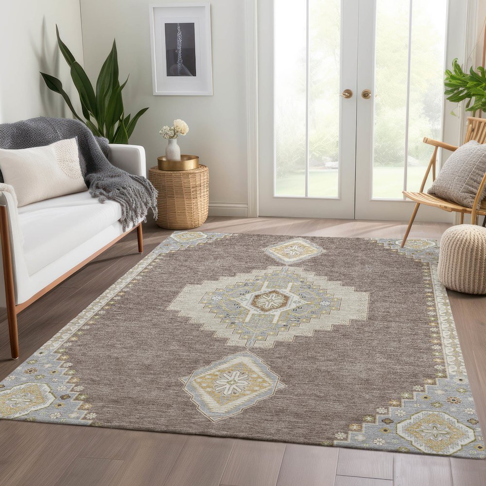 Premium Machine Washable Mayfield AMF1014 Taupe 3' x 5' Rug. Picture 6