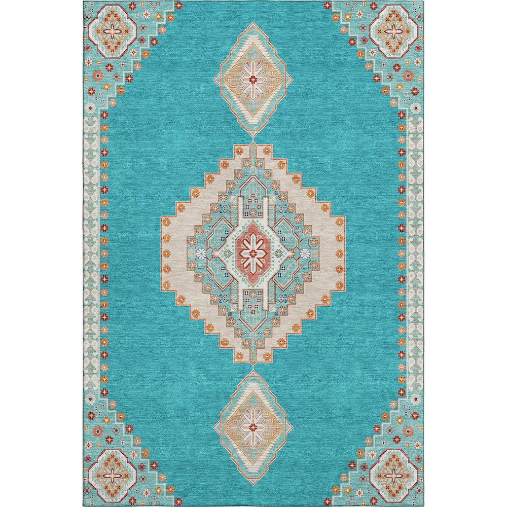 Premium Machine Washable Mayfield AMF1014 Teal 3' x 5' Rug. Picture 1