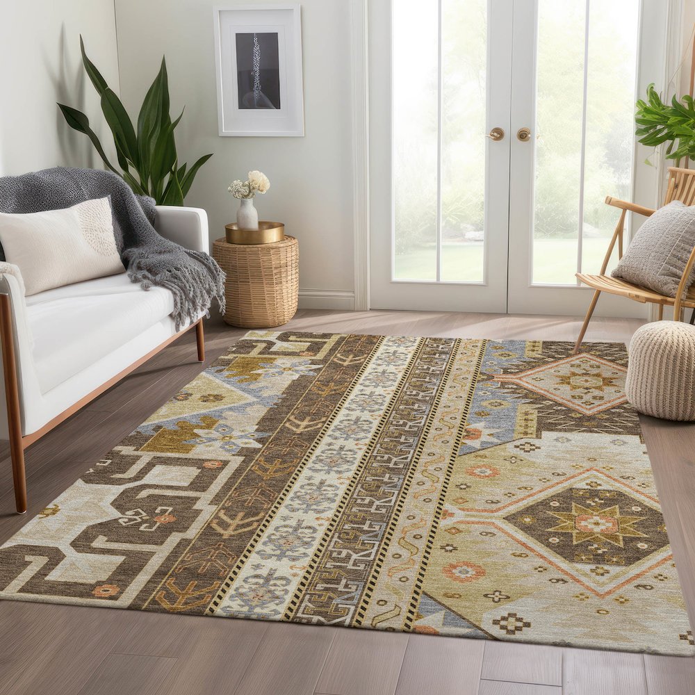Premium Machine Washable Mayfield AMF1015 Brown 3' x 5' Rug. Picture 6