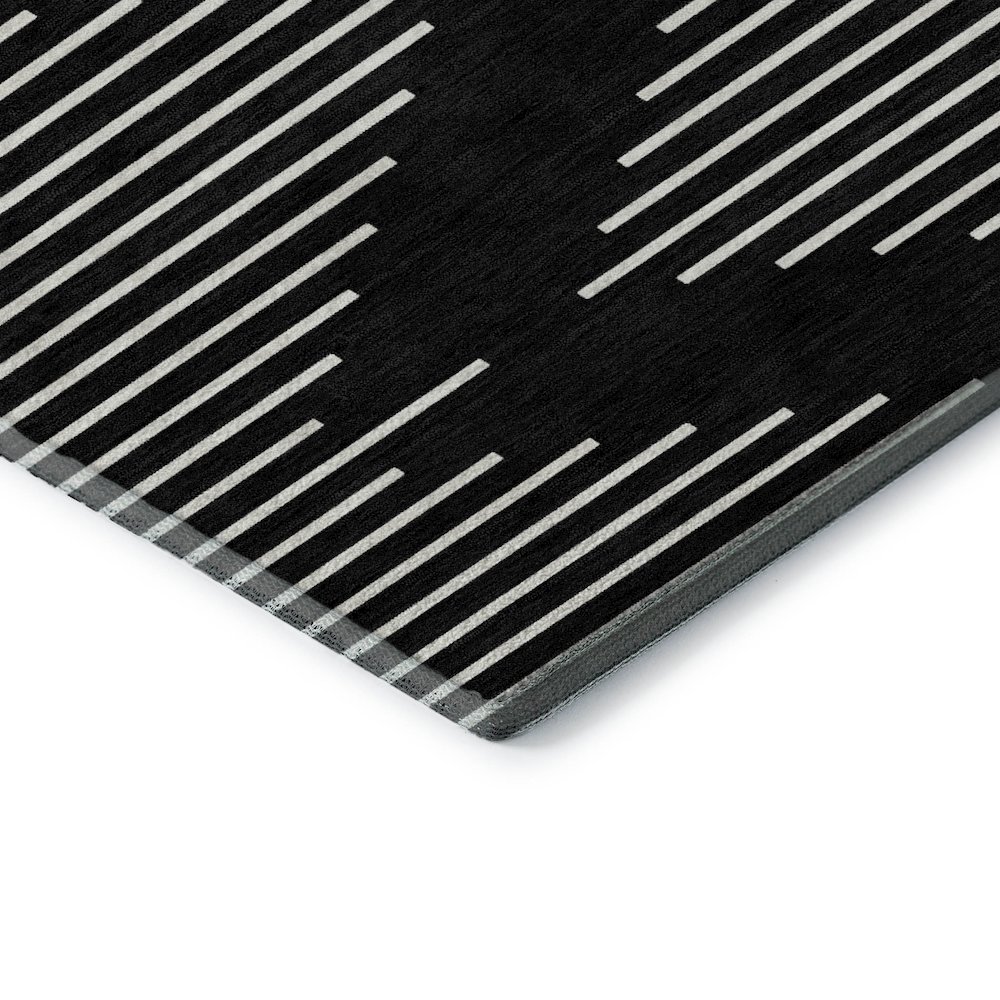 Premium Machine Washable Mayfield AMF1016 Black 2'3" x 7'6" Runner Rug. Picture 3