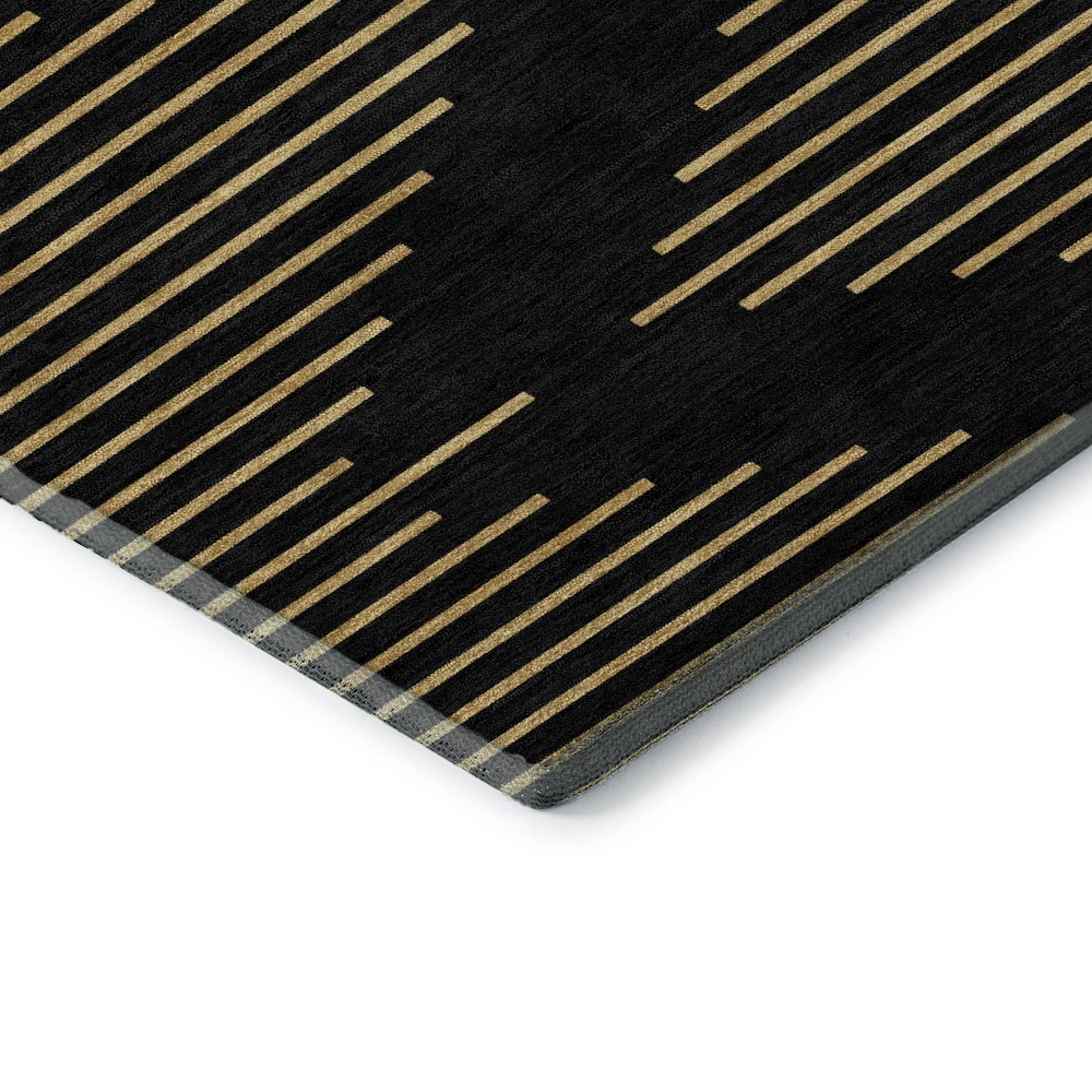 Premium Machine Washable Mayfield AMF1017 Black 2'3" x 7'6" Runner Rug. Picture 3