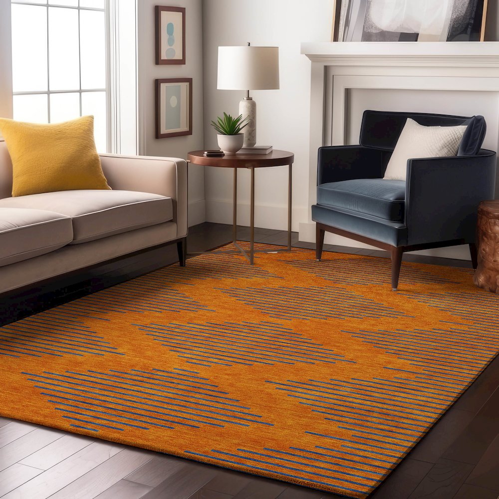 Premium Machine Washable Mayfield AMF1017 Orange 3' x 5' Rug. Picture 5