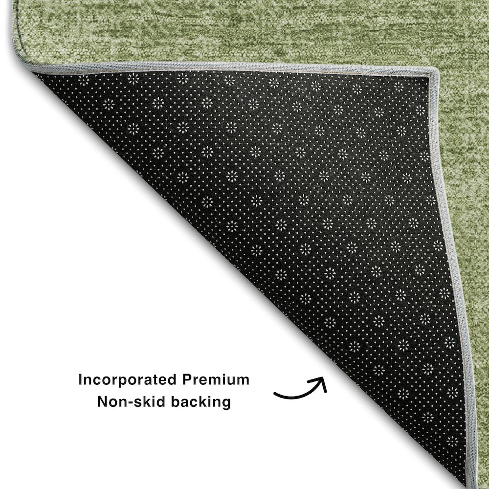 Premium Machine Washable Mayfield AMF1018 Green 2'3" x 7'6" Runner Rug. Picture 2