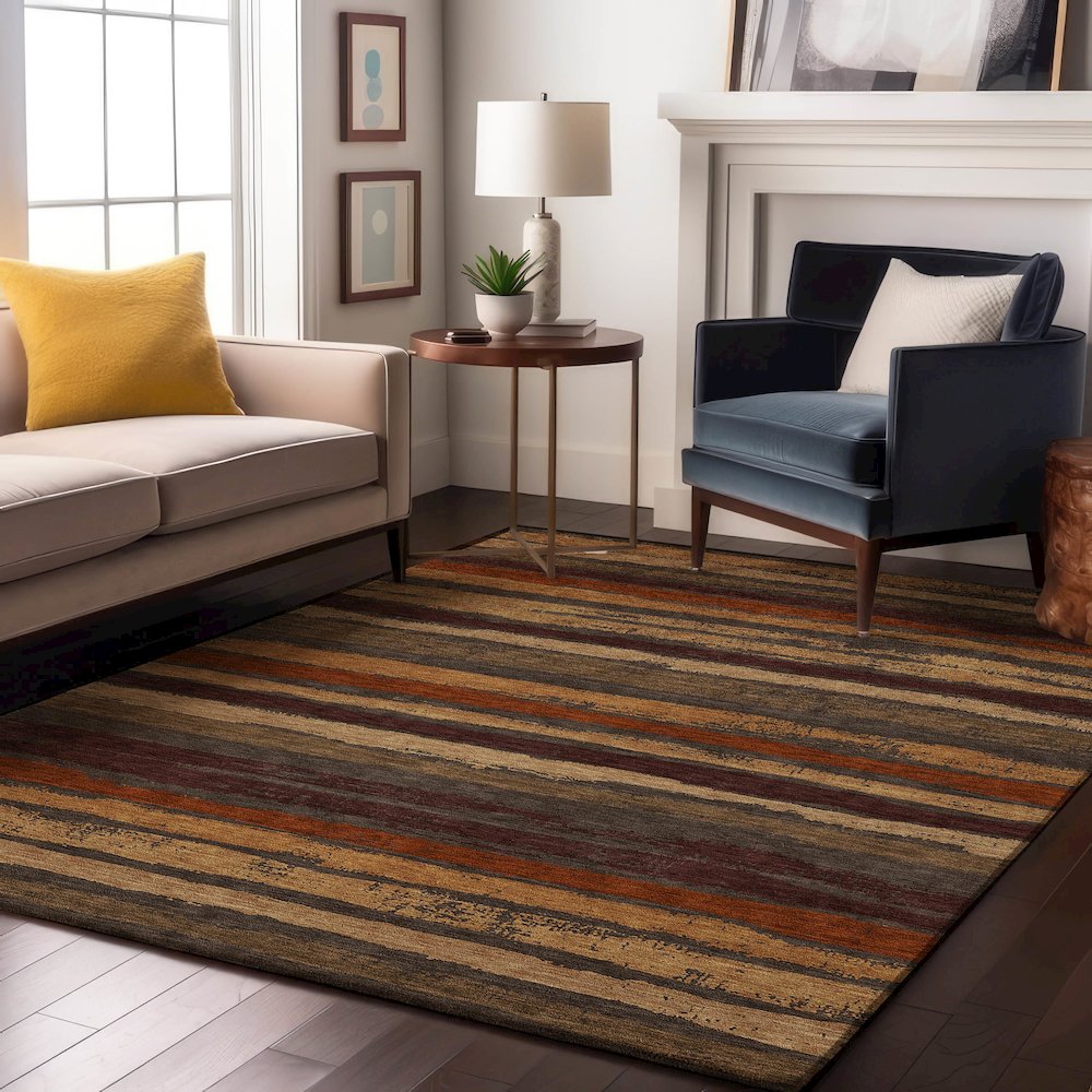 Premium Machine Washable Mayfield AMF1019 Chocolate 3' x 5' Rug. Picture 5