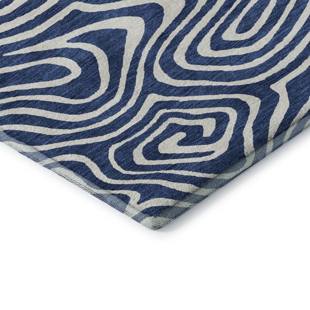 Premium Machine Washable Mayfield AMF1020 Navy 2'3" x 7'6" Runner Rug. Picture 3