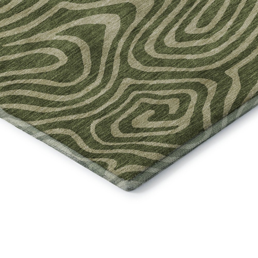 Premium Machine Washable Mayfield AMF1020 Olive 2'3" x 7'6" Runner Rug. Picture 3