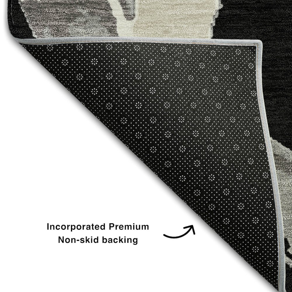 Premium Machine Washable Mayfield AMF1022 Black 2'3" x 7'6" Runner Rug. Picture 2