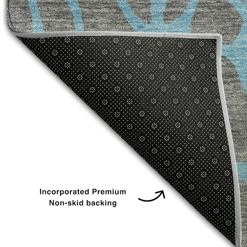 Premium Machine Washable Mayfield AMF1023 Gray 2'3" x 7'6" Runner Rug. Picture 2