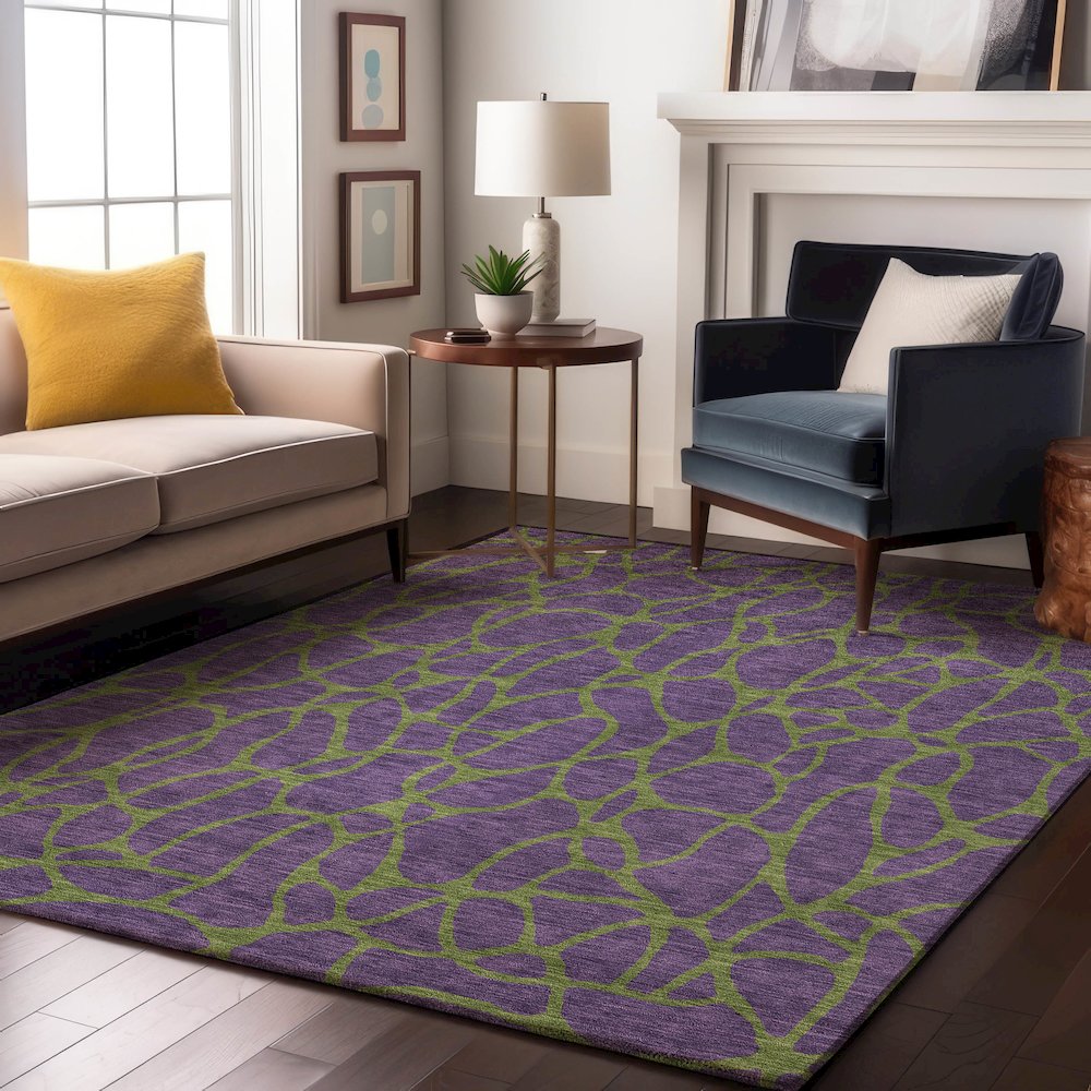 Premium Machine Washable Mayfield AMF1023 Purple 3' x 5' Rug. Picture 5