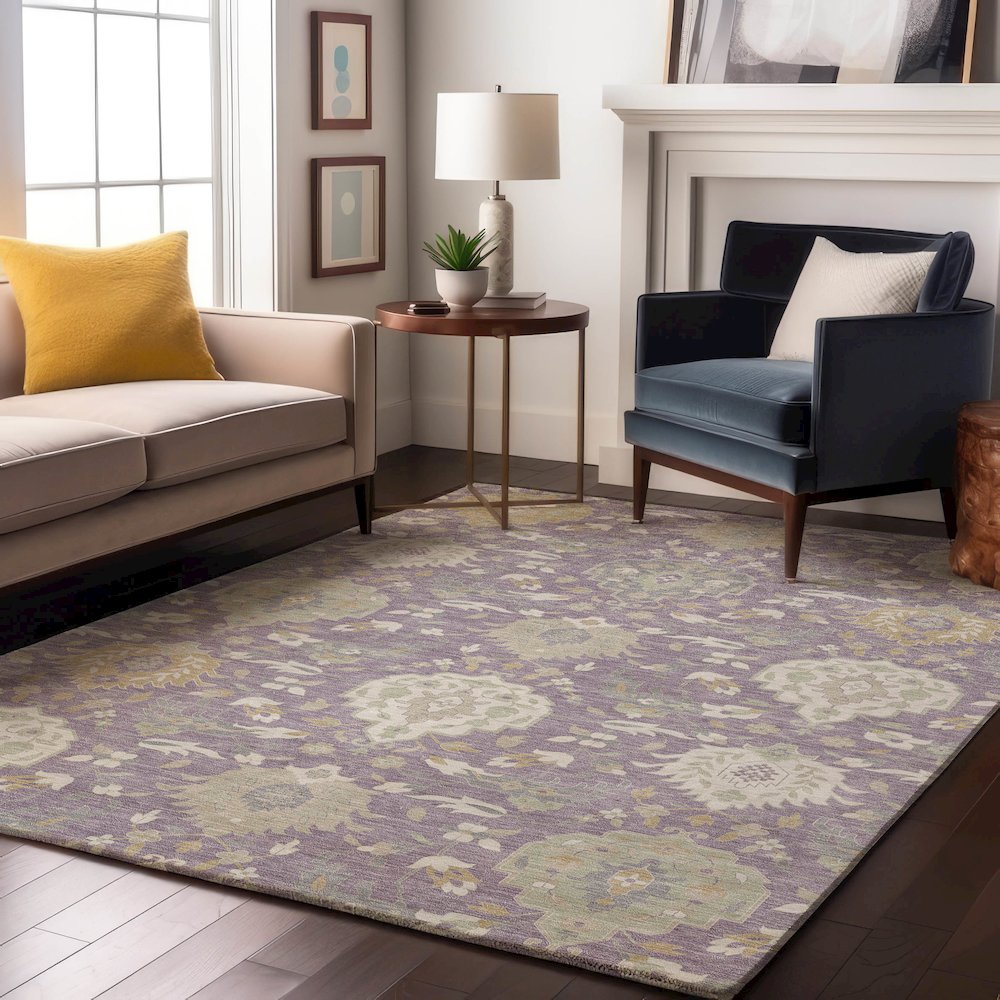 Premium Machine Washable Mayfield AMF1026 Lavender 3' x 5' Rug. Picture 5