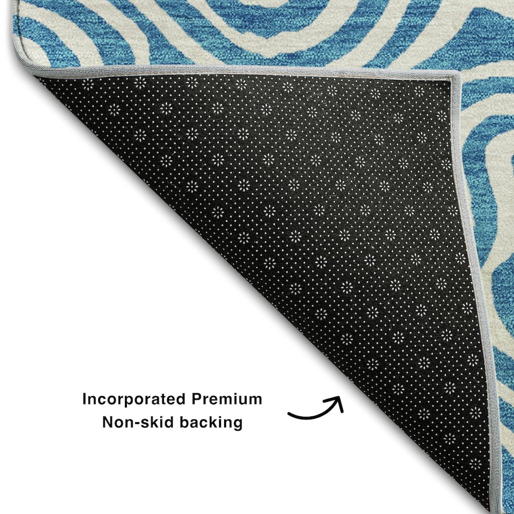 Premium Machine Washable Mayfield AMF1030 Teal 2'3" x 7'6" Runner Rug. Picture 2
