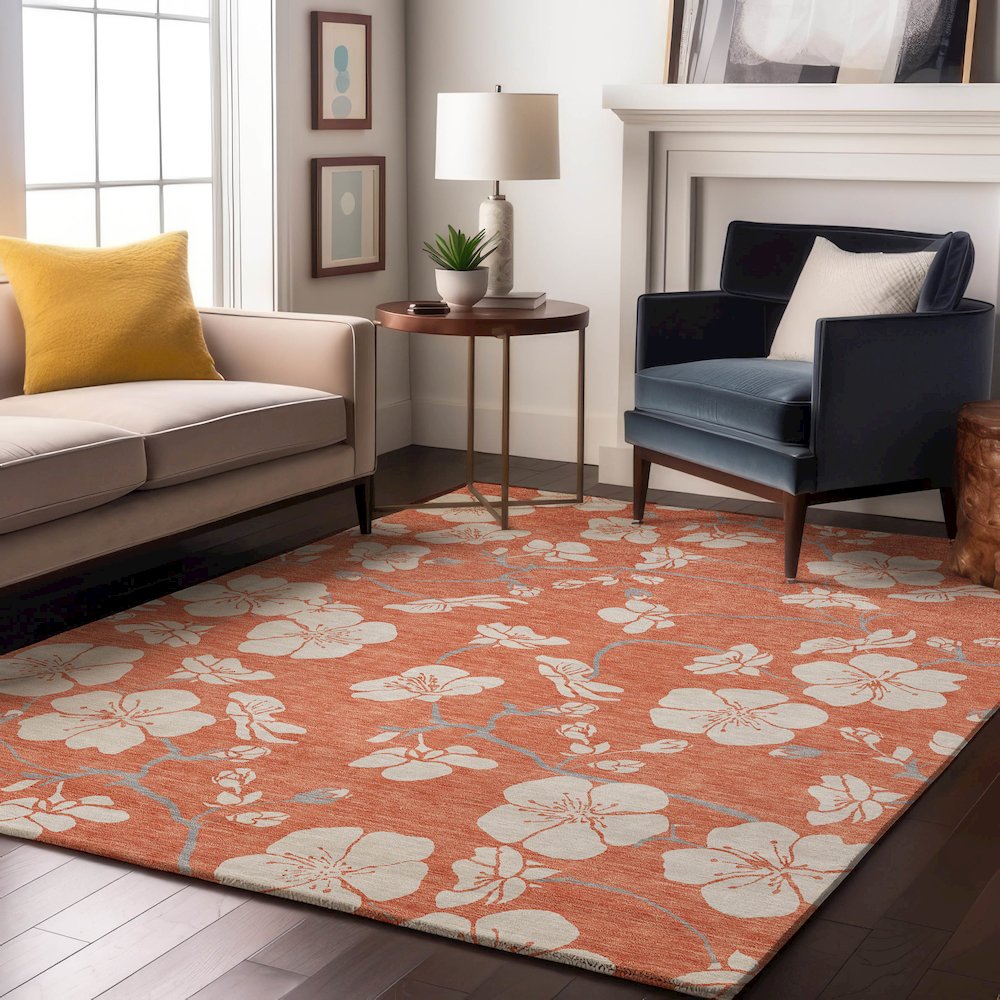 Premium Machine Washable Mayfield AMF1032 Coral 3' x 5' Rug. Picture 5