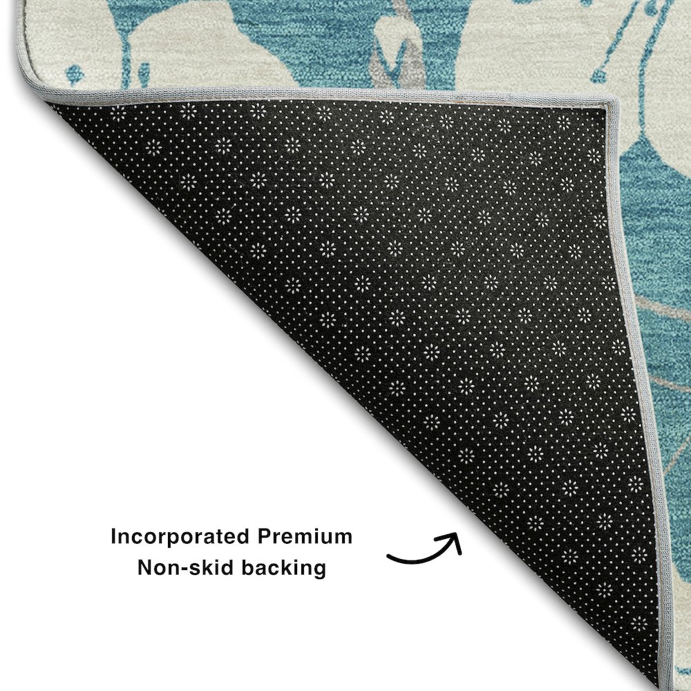 Premium Machine Washable Mayfield AMF1032 Turquoise 2'3" x 7'6" Runner Rug. Picture 2