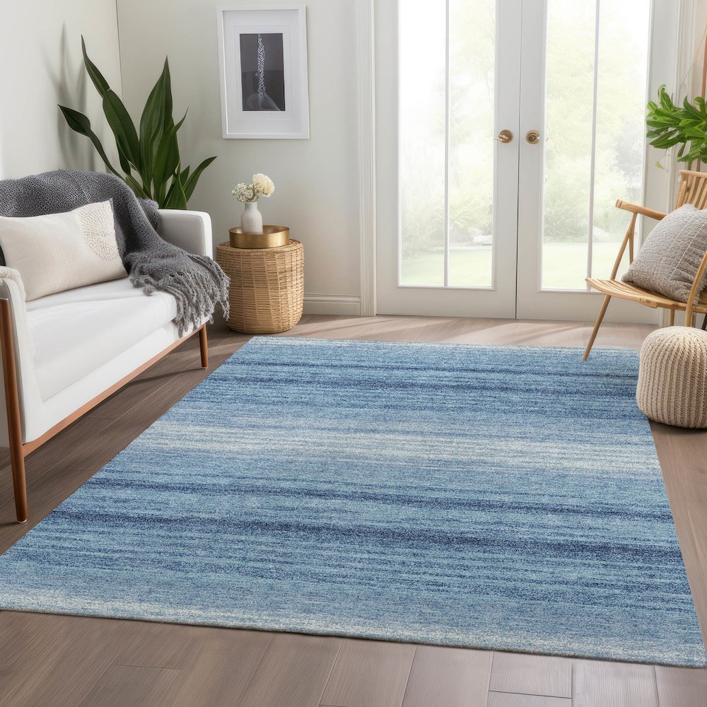 Premium Machine Washable Mayfield AMF1033 Blue 3' x 5' Rug. Picture 6