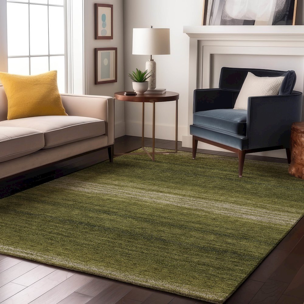Premium Machine Washable Mayfield AMF1033 Olive 3' x 5' Rug. Picture 5