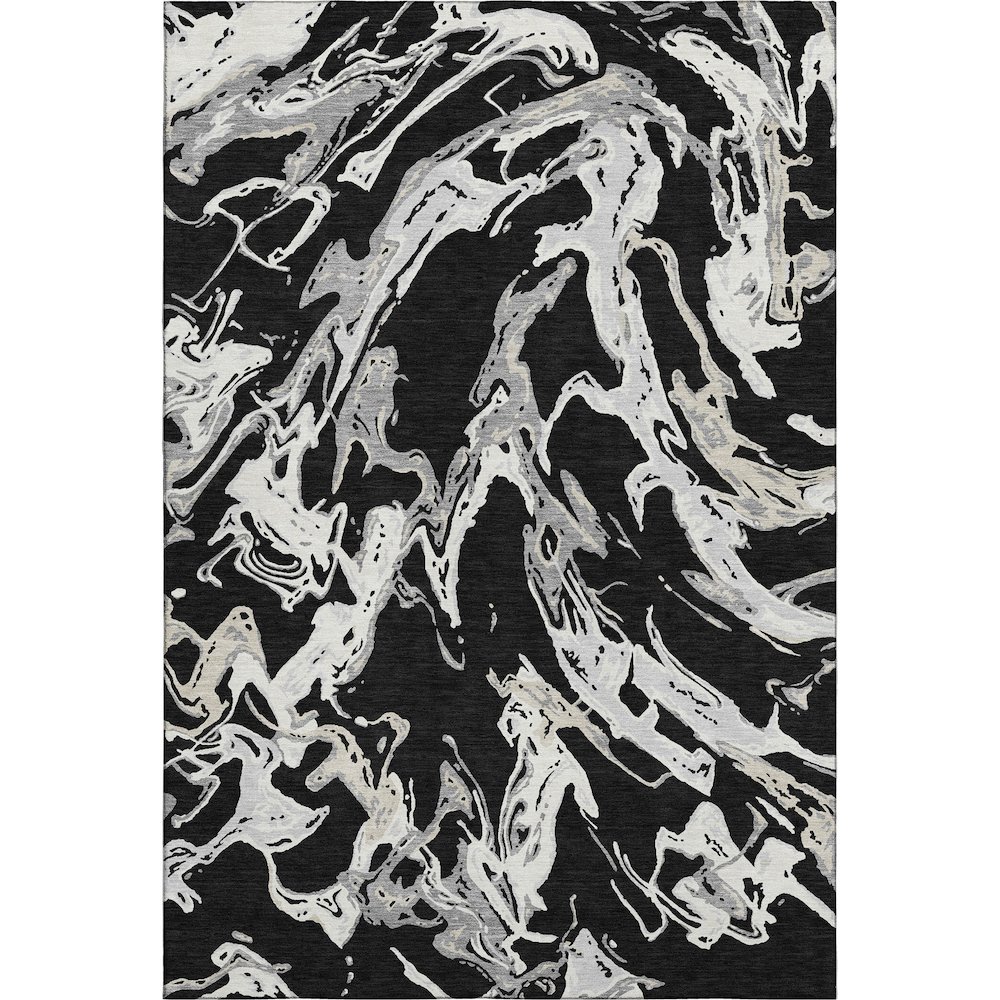 Premium Machine Washable Mayfield AMF1035 Black 3' x 5' Rug. Picture 1