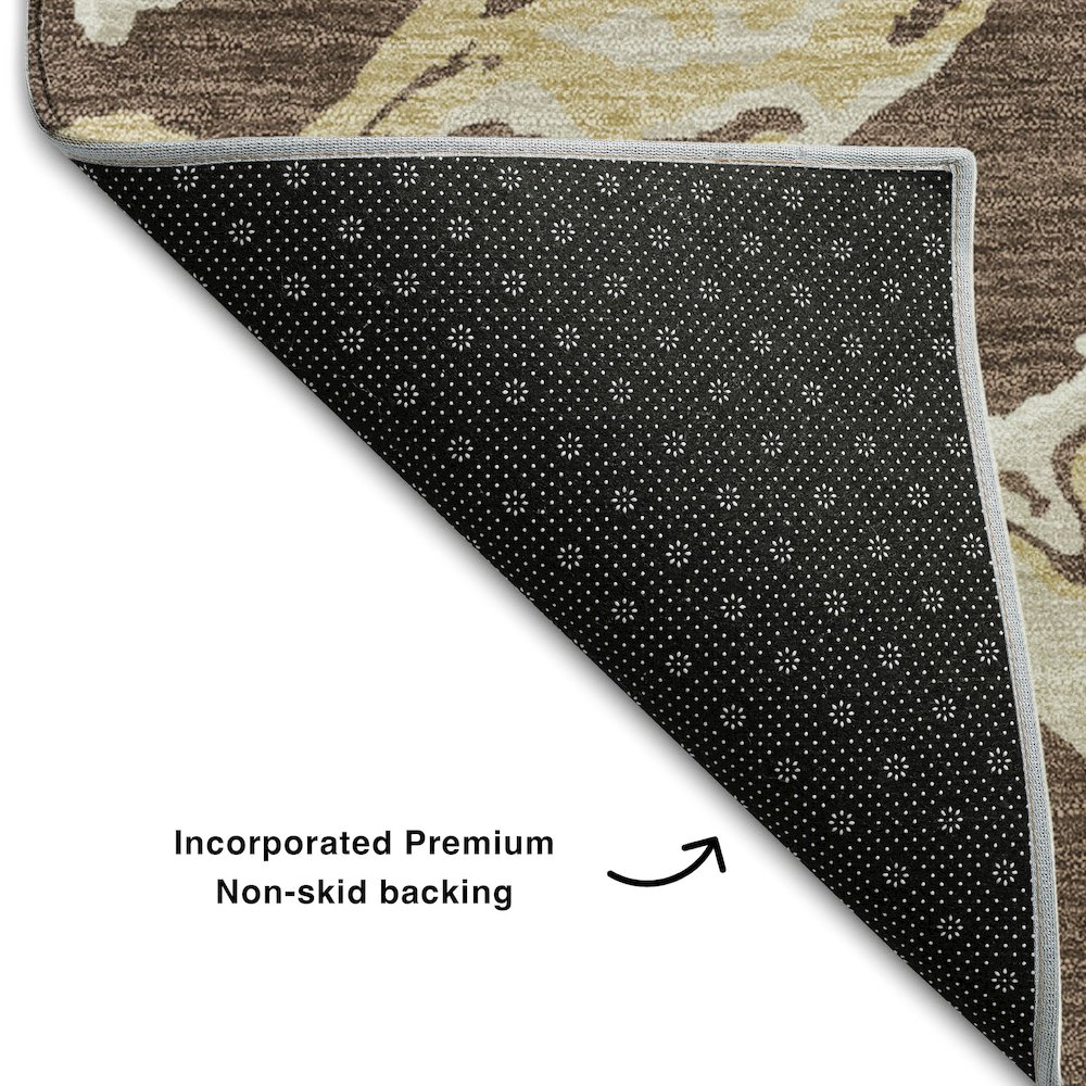 Premium Machine Washable Mayfield AMF1035 Brown 2'3" x 7'6" Runner Rug. Picture 2