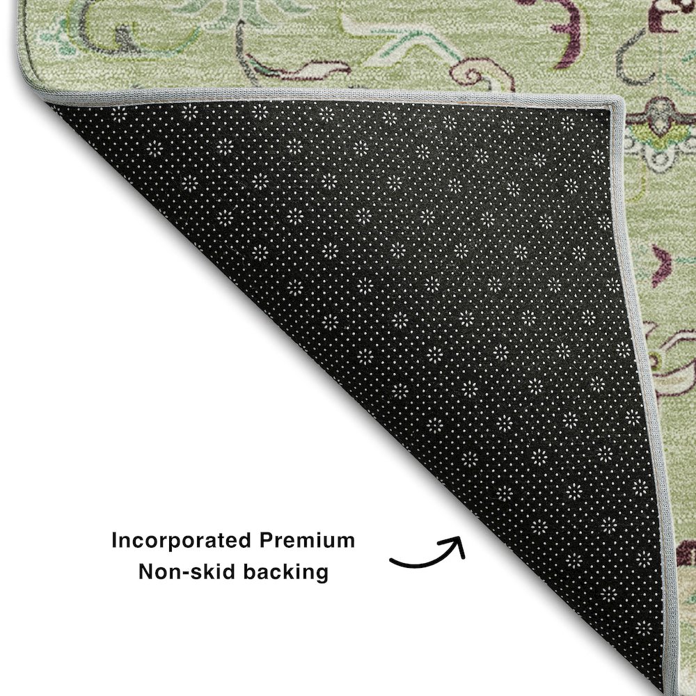 Premium Machine Washable Mayfield AMF1036 Green 2'3" x 7'6" Runner Rug. Picture 2