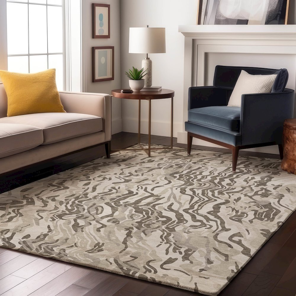 Premium Machine Washable Mayfield AMF1038 Ivory 3' x 5' Rug. Picture 5