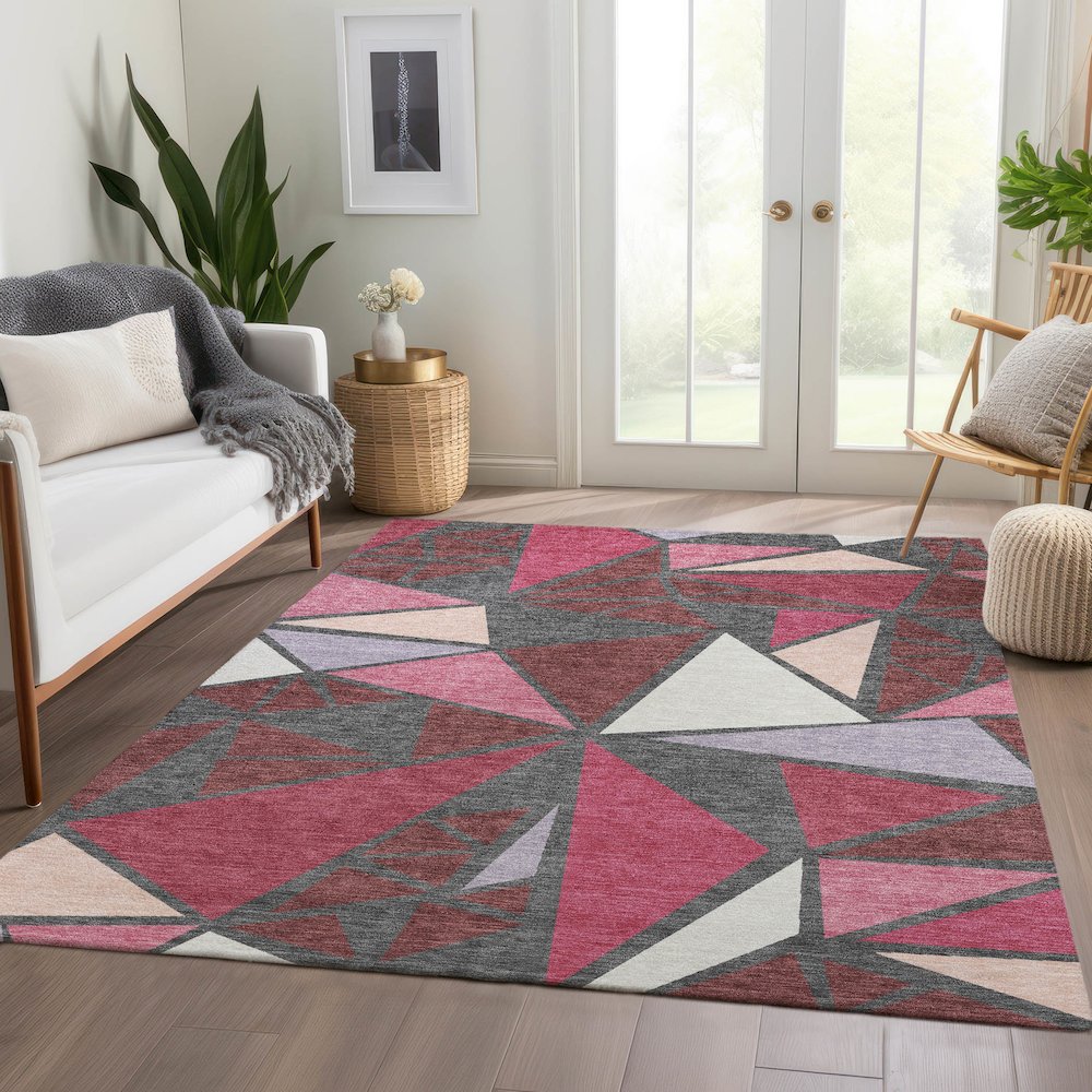Premium Machine Washable Mayfield AMF1039 Burgundy 3' x 5' Rug. Picture 6