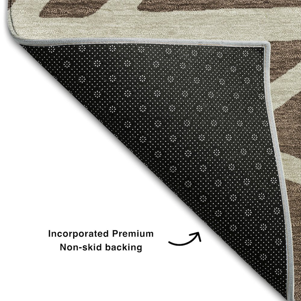 Premium Machine Washable Mayfield AMF1040 Brown 2'3" x 7'6" Runner Rug. Picture 2