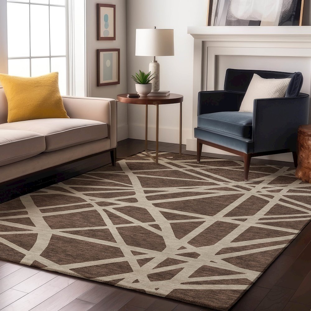 Premium Machine Washable Mayfield AMF1040 Brown 3' x 5' Rug. Picture 5