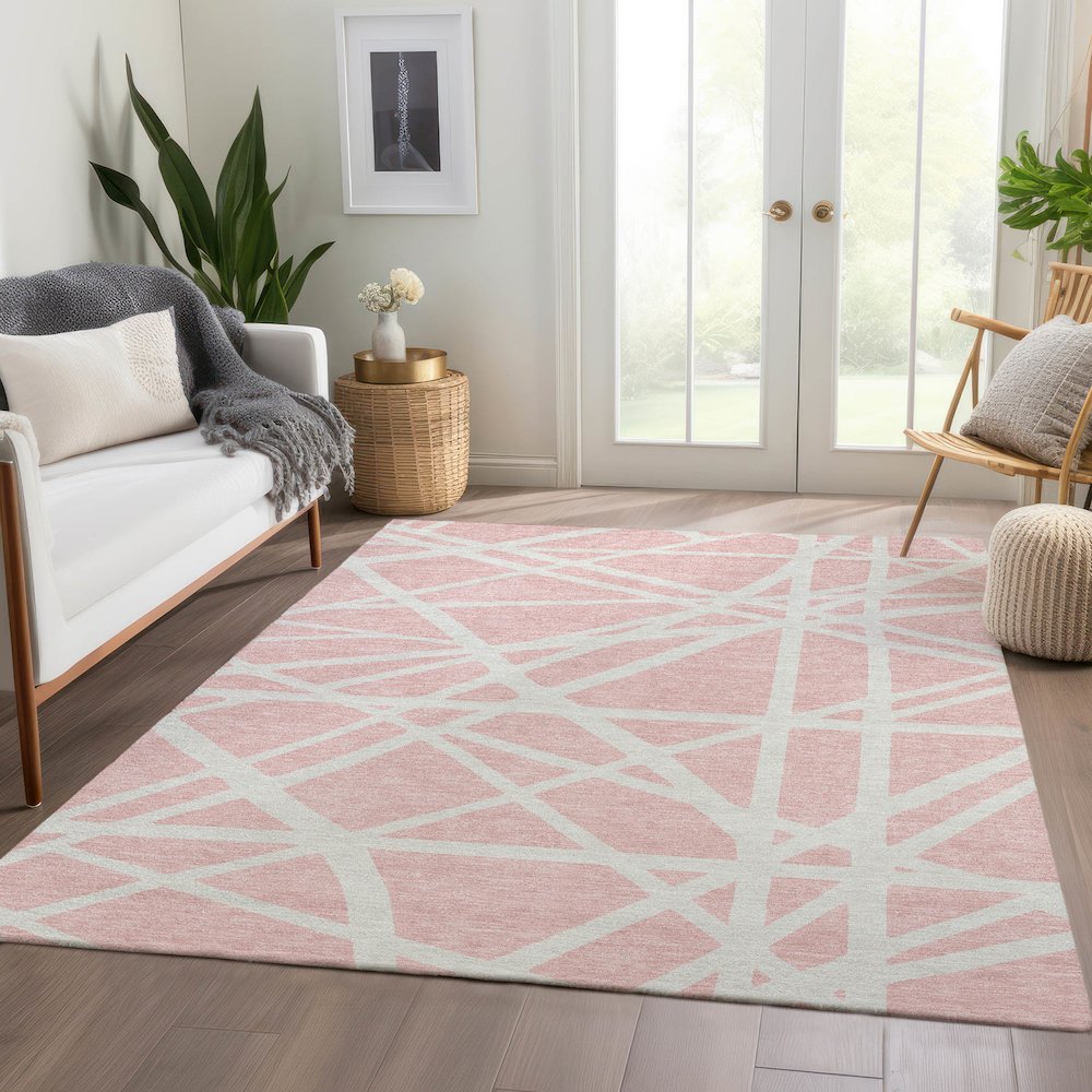 Premium Machine Washable Mayfield AMF1040 Pink 3' x 5' Rug. Picture 6