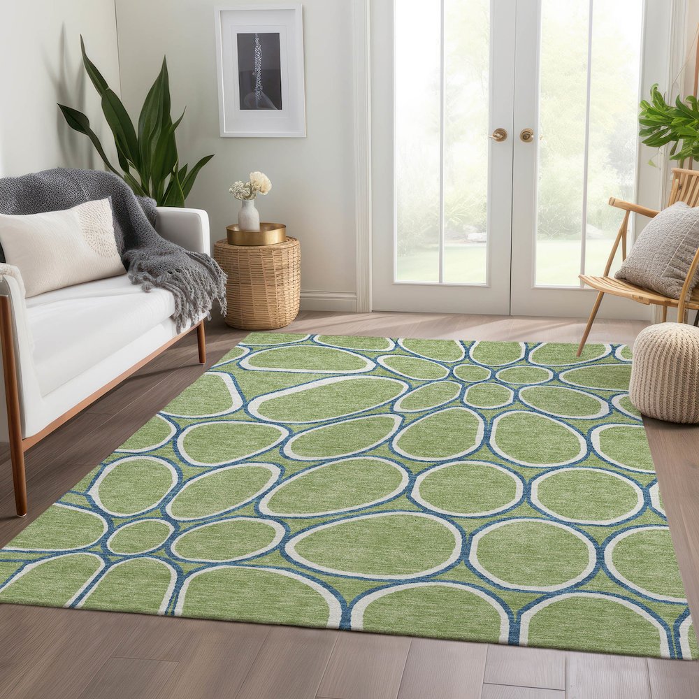 Premium Machine Washable Mayfield AMF1041 Aloe 3' x 5' Rug. Picture 6