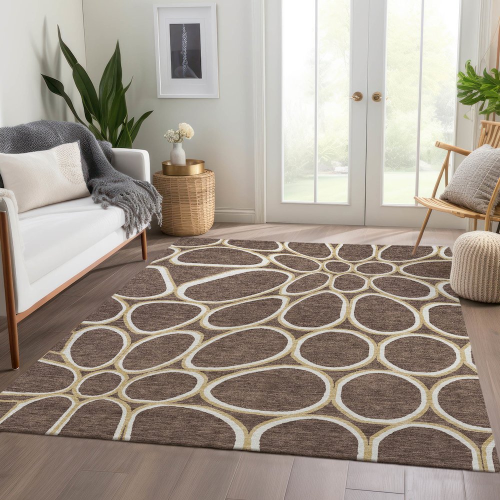 Premium Machine Washable Mayfield AMF1041 Brown 3' x 5' Rug. Picture 6