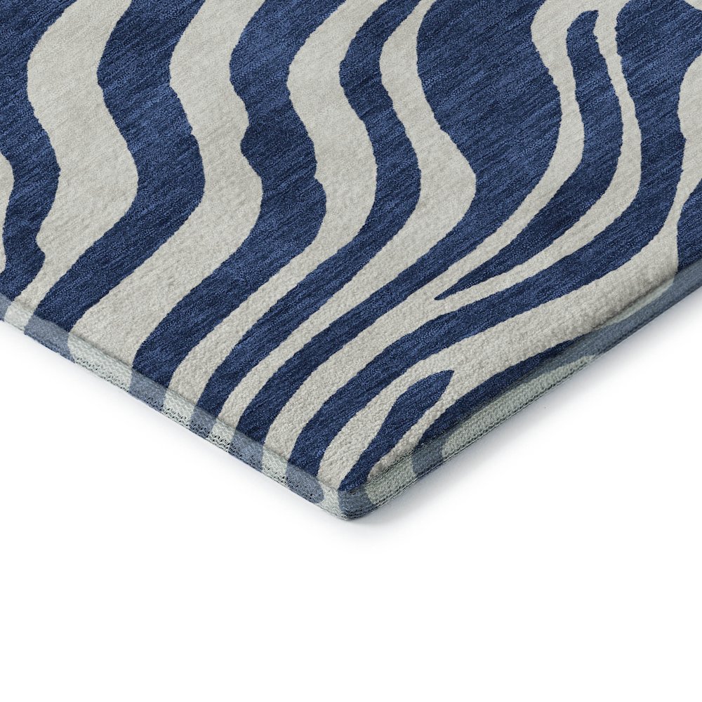 Premium Machine Washable Mayfield AMF1042 Navy 2'3" x 7'6" Runner Rug. Picture 3
